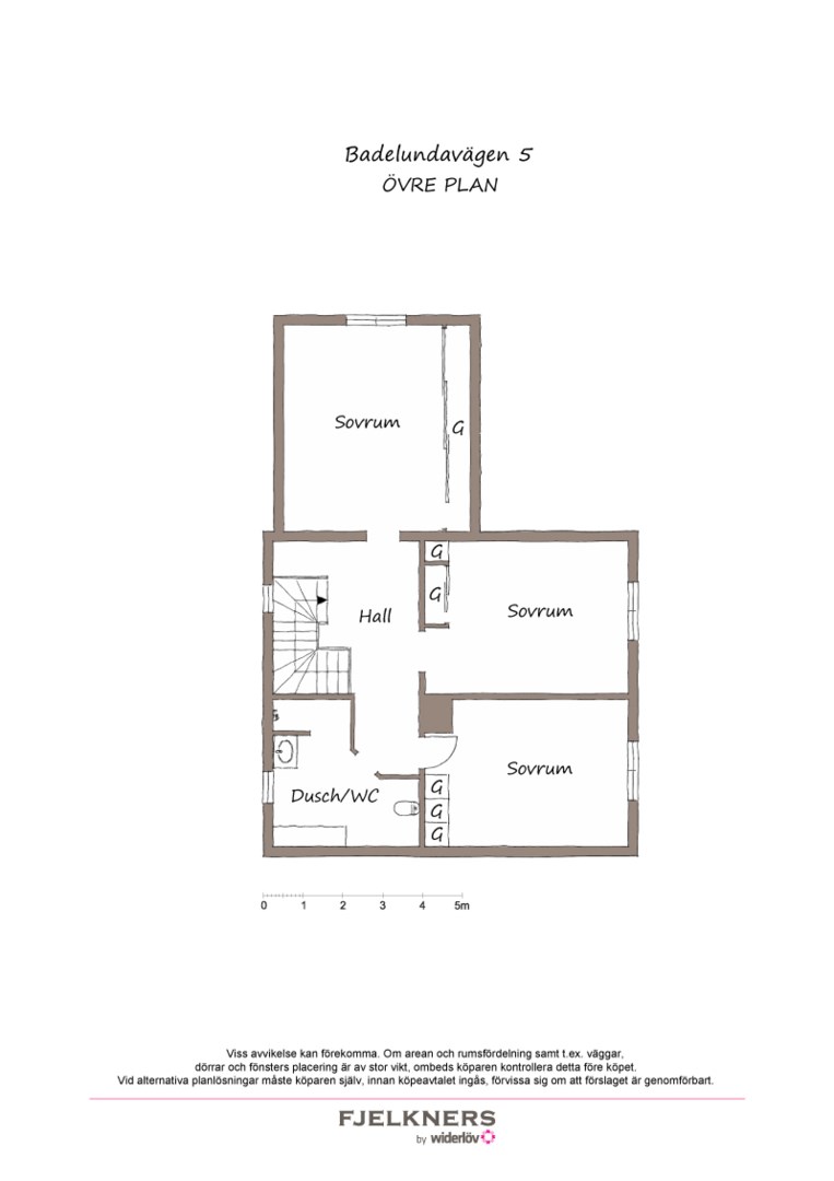 Planlösning från Badelundavägen 5, Såld i Bromma - Norra Ängby, Stockholm