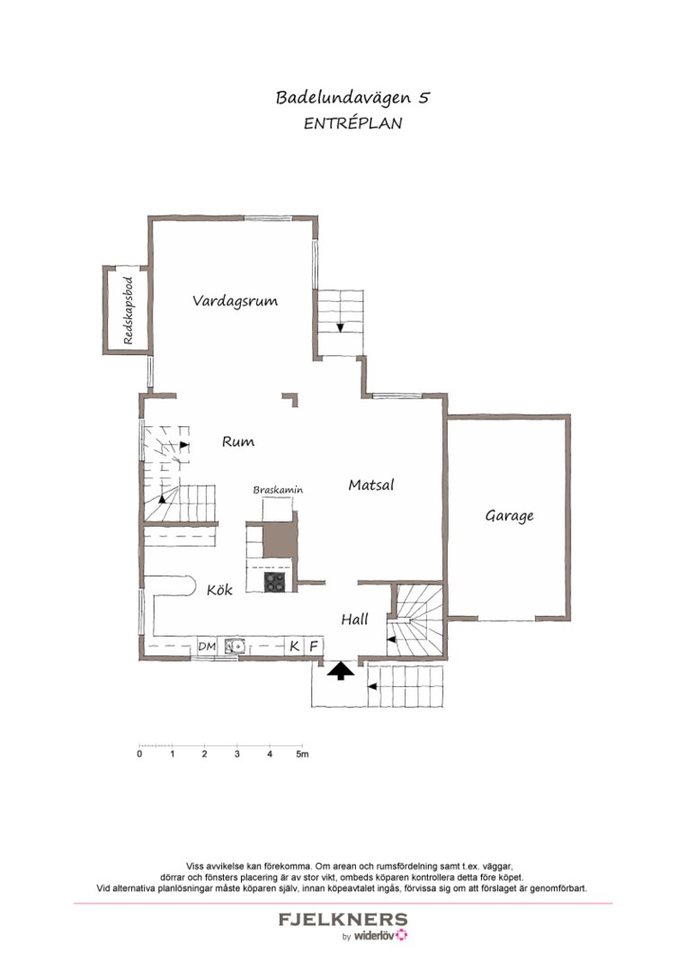 Planlösning från Badelundavägen 5, Såld i Bromma - Norra Ängby, Stockholm