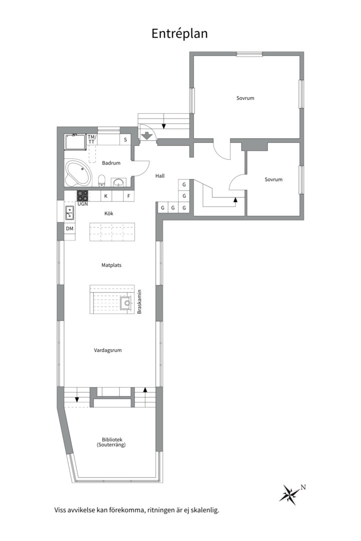 Planlösning från Bruksvägen 26, Såld i Eriksberg, Uppsala