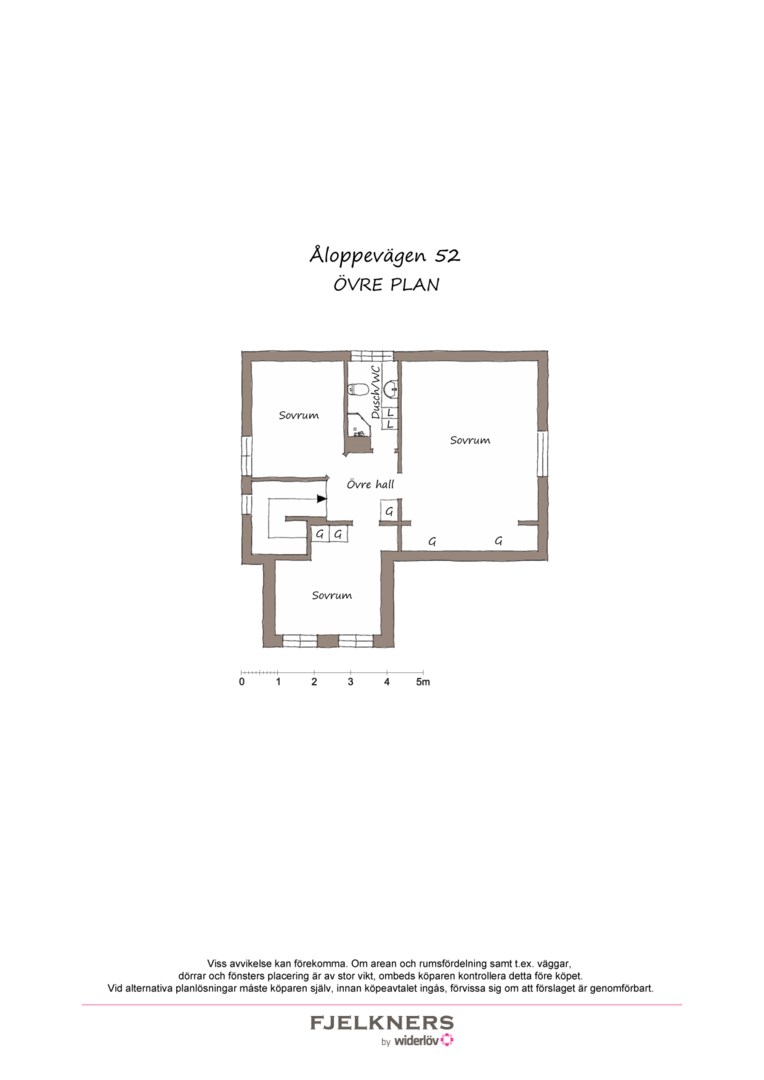Planlösning från Åloppevägen 52, Såld i Bromma - Norra Ängby, Stockholm