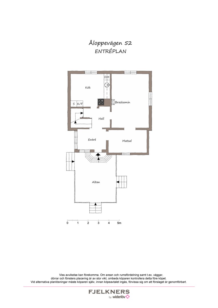Planlösning från Åloppevägen 52, Såld i Bromma - Norra Ängby, Stockholm