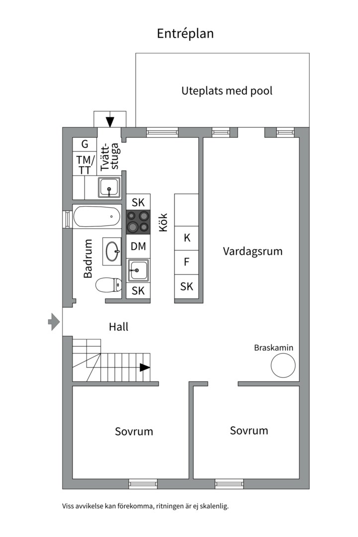 Planlösning från Skördevägen 3, Såld i Storvreta, Uppsala
