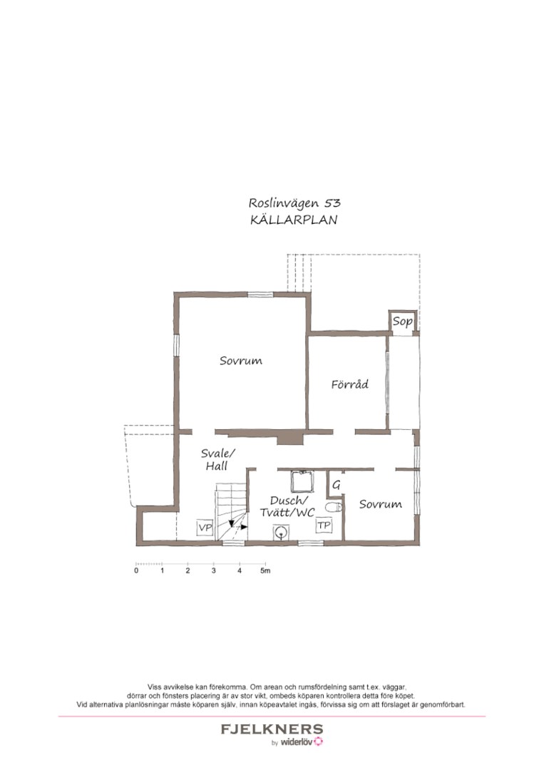 Planlösning från Roslinvägen 53, Såld i Bromma - Södra Ängby, Stockholm
