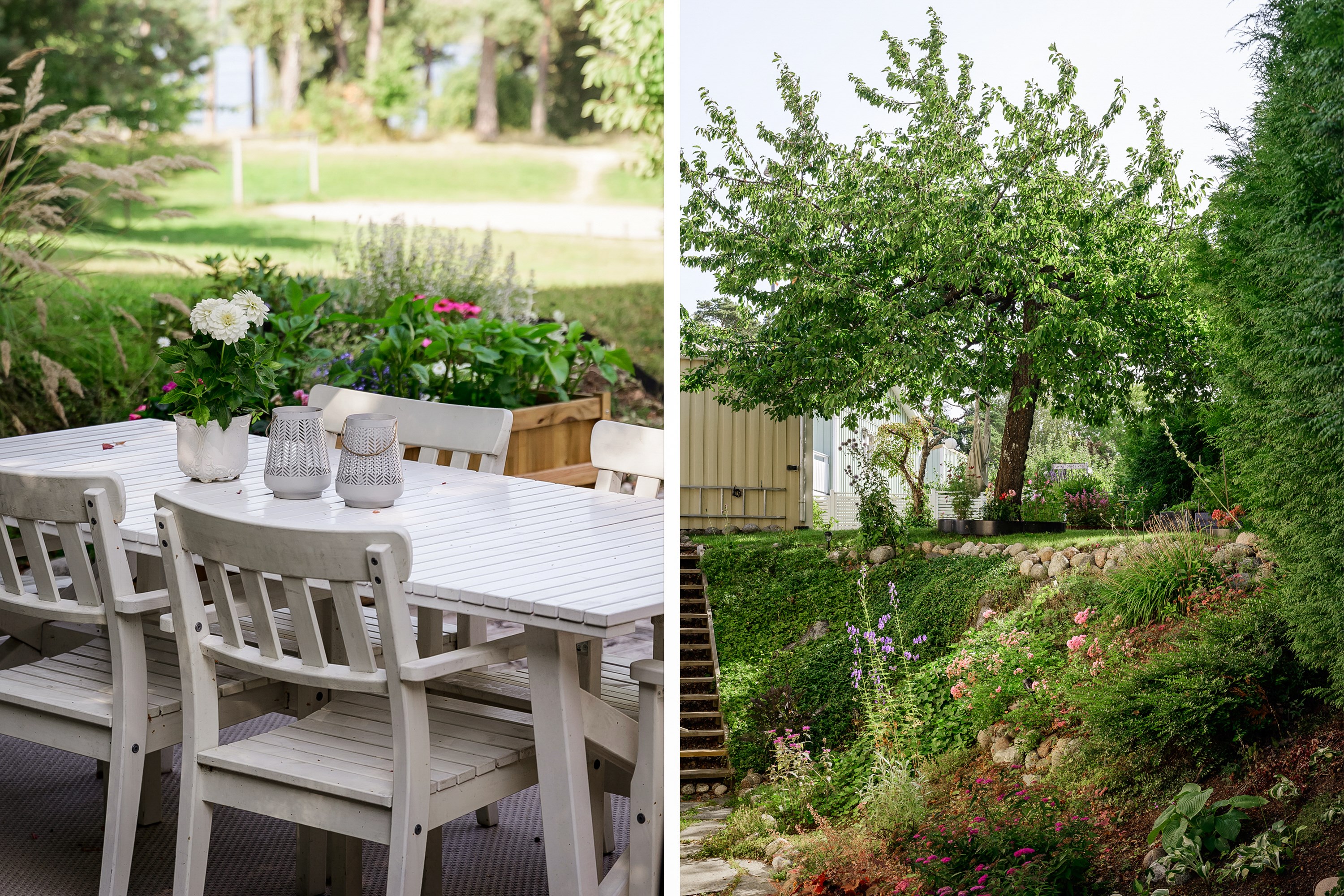 Sjöglimt från såväl altan som balkong.