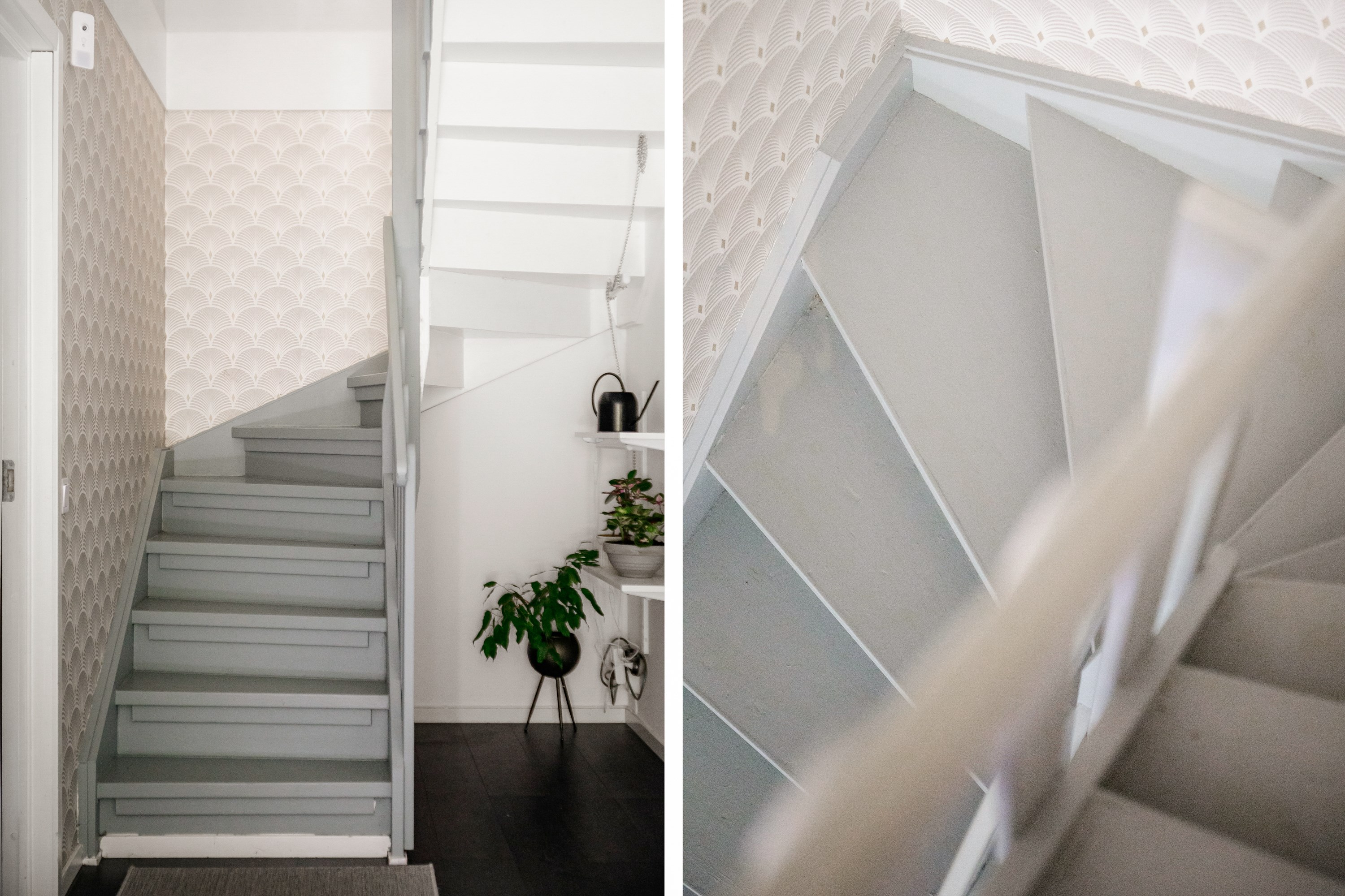 Trappan leder ned till husets mer privata sfär.