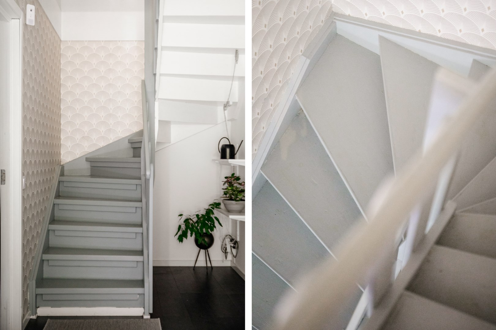 Trappan leder ned till husets mer privata sfär.