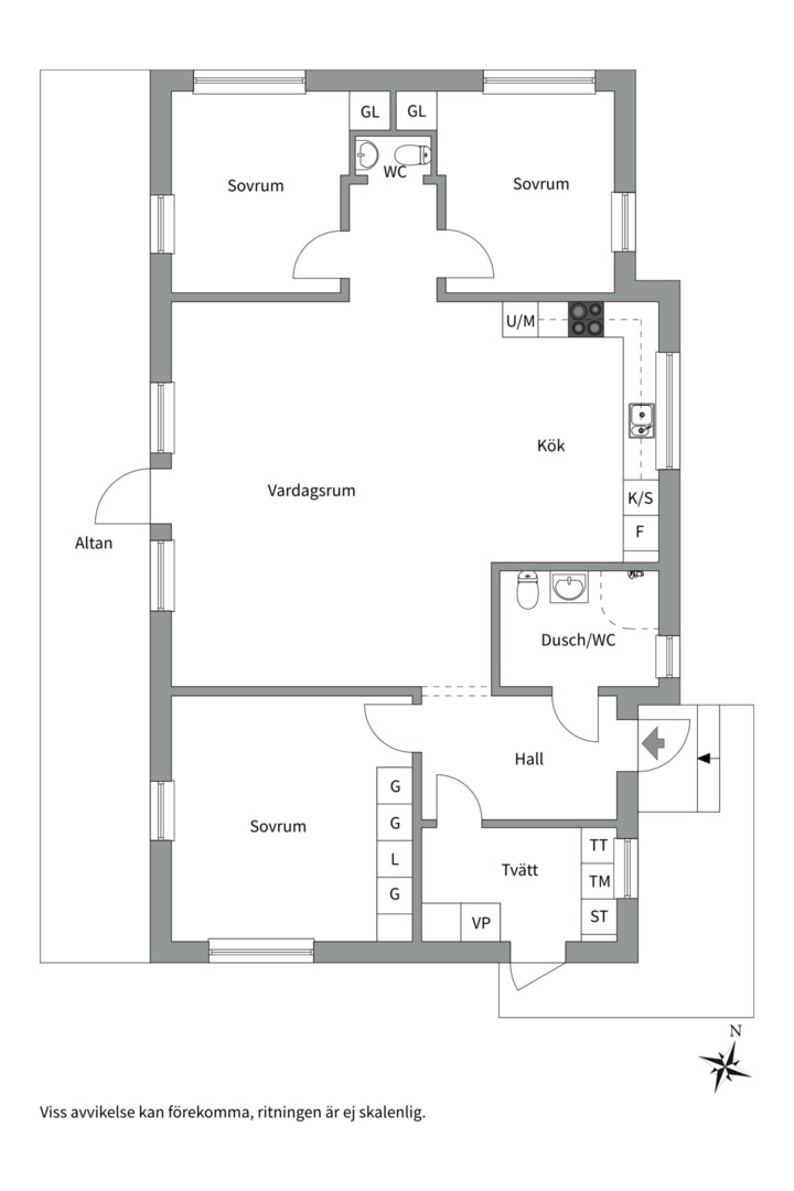 Planlösning från Hallkved 295, Såld i Hallkved, Uppsala