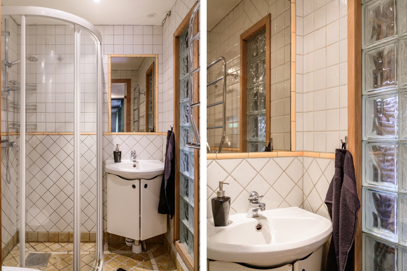 Duschrum i anslutning till entréhallen.