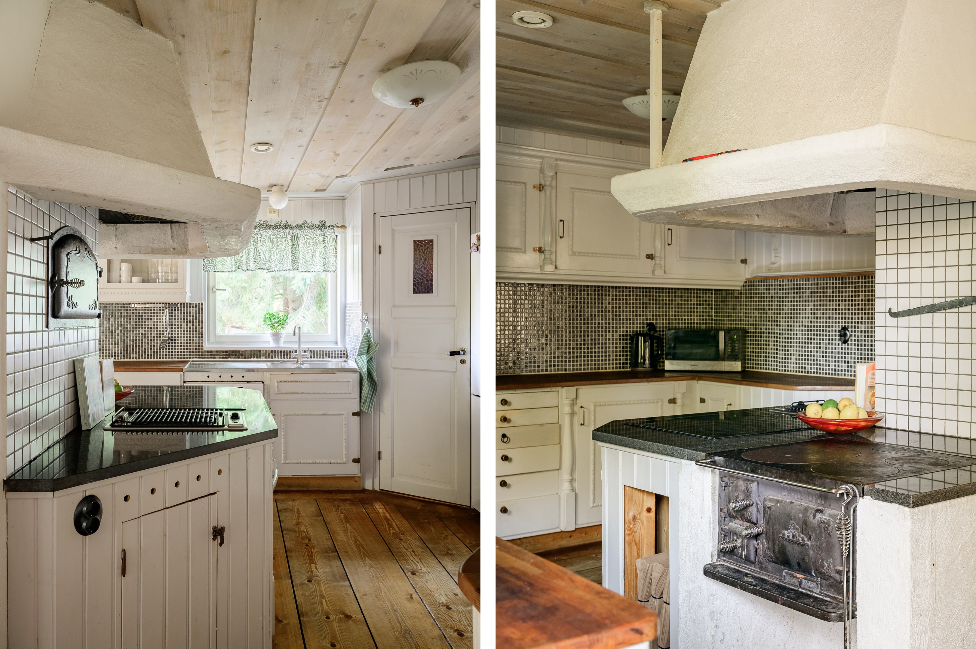 Vackra plankgolv, gedigna innertak  & fungerande vedspis.