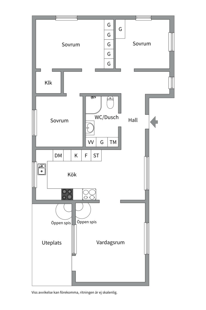 Planlösning från Funbo Källtorp 525, Såld i Funbo, Uppsala