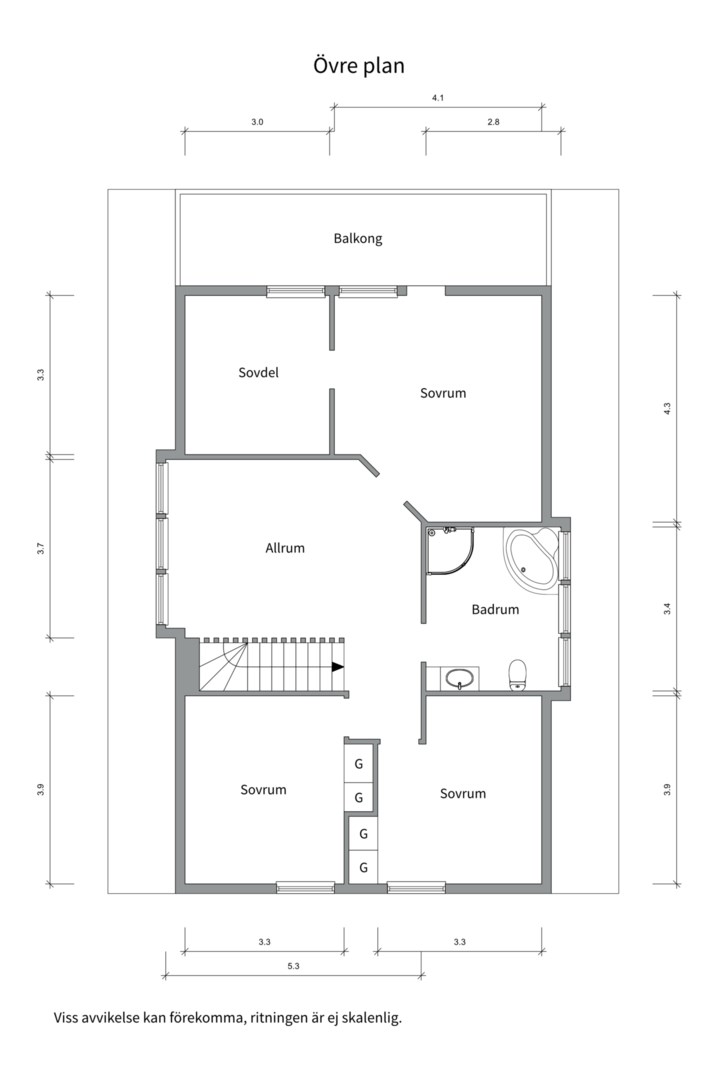 Planlösning från Sandavägen 15, Såld i Sunnersta, Uppsala