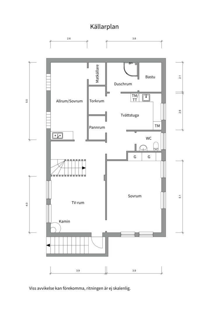 Planlösning från Sandavägen 15, Såld i Sunnersta, Uppsala