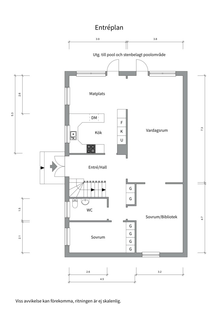 Planlösning från Sandavägen 15, Såld i Sunnersta, Uppsala
