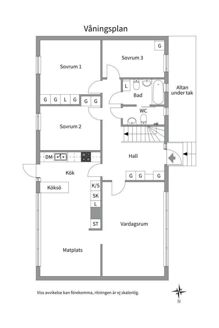 Planlösning från Kålrotsgatan 9, Såld i Årsta, Uppsala