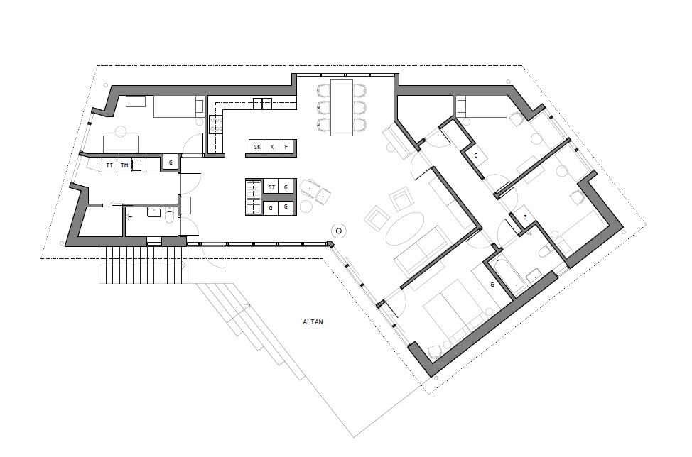 Planlösning från Talluddsvägen 82, Såld i Lilla Björknäs, Nacka