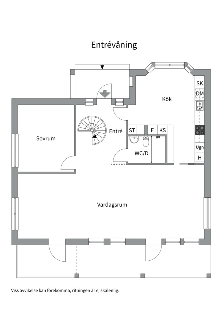 Planlösning från Solstigen 39, Såld i Skuru, Nacka