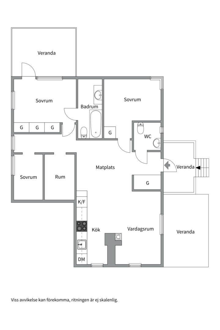 Planlösning från Slingervägen 1, Såld i Järlåsa, Uppsala