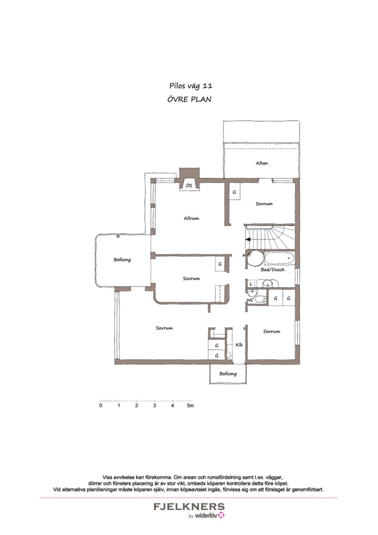 Planlösning från Pilos väg 11, Såld i Bromma - Södra Ängby, Stockholm
