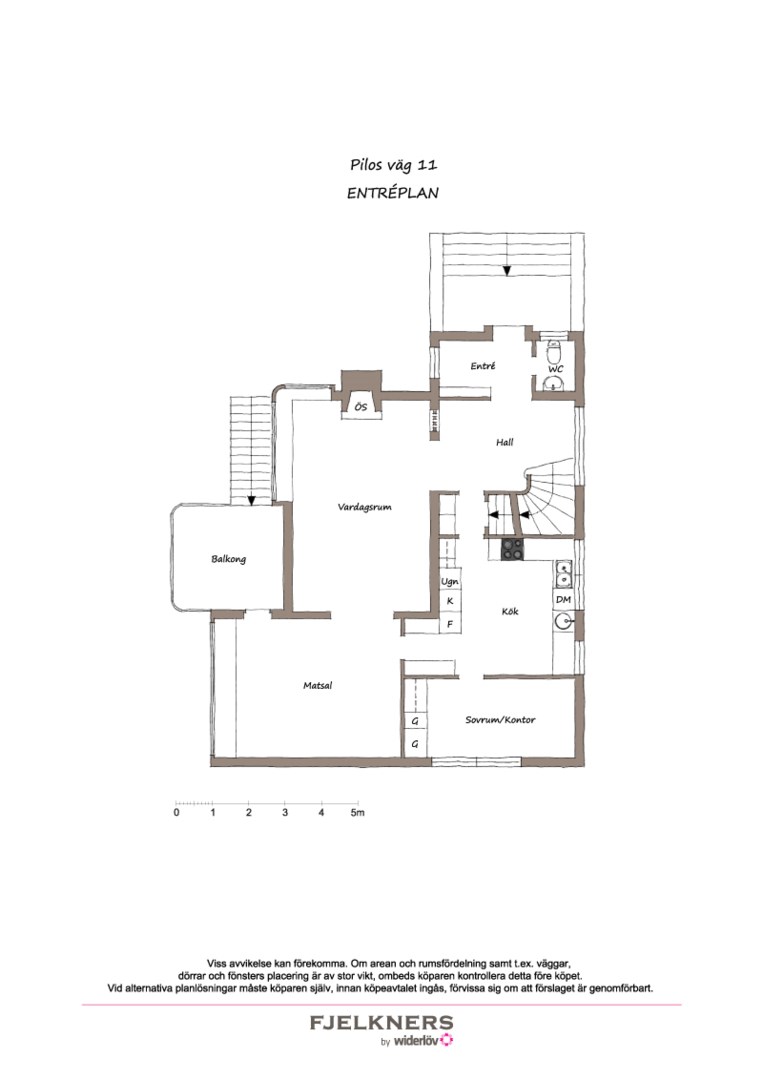 Planlösning från Pilos väg 11, Såld i Bromma - Södra Ängby, Stockholm
