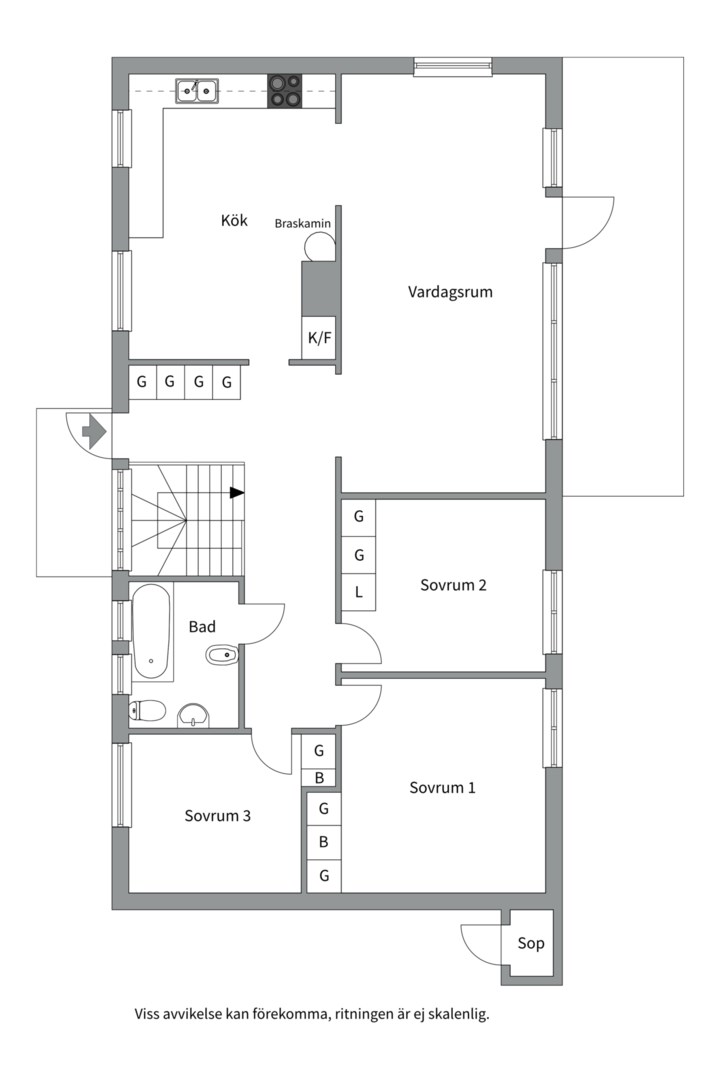 Planlösning från Rödhakevägen 21, Såld i Sunnersta, Uppsala