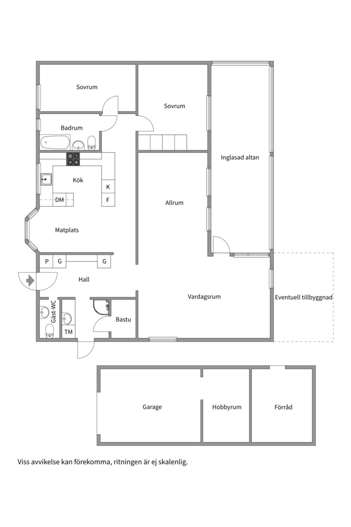 Planlösning från Bunsövägen 26, Såld i Krokhöjden, Nacka
