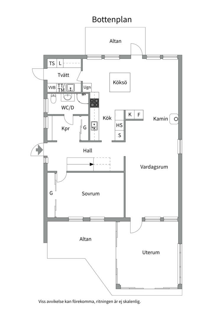 Planlösning från Tunvägen 34, Såld i Norra Lännersta, Nacka