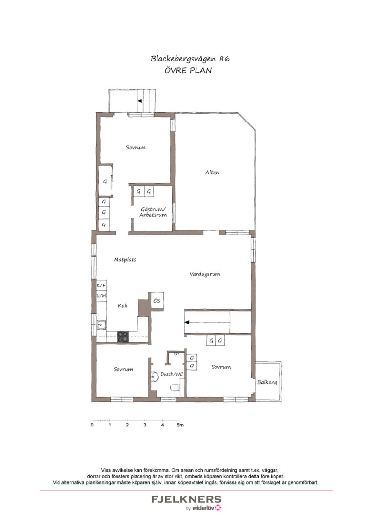 Planlösning från Blackebergsvägen 86, Såld i Bromma - Södra Ängby, Stockholm