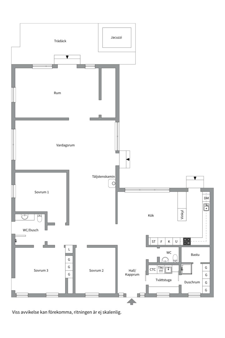 Planlösning från Liljekonvaljens väg 28, Såld i Lännersta, Nacka
