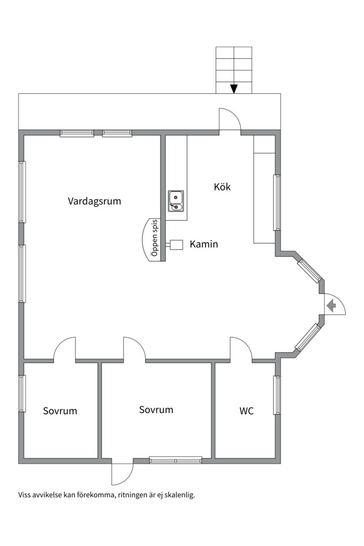 Planlösning från Kvarnholmsvägen 2, Såld i Stavsnäs, Värmdö