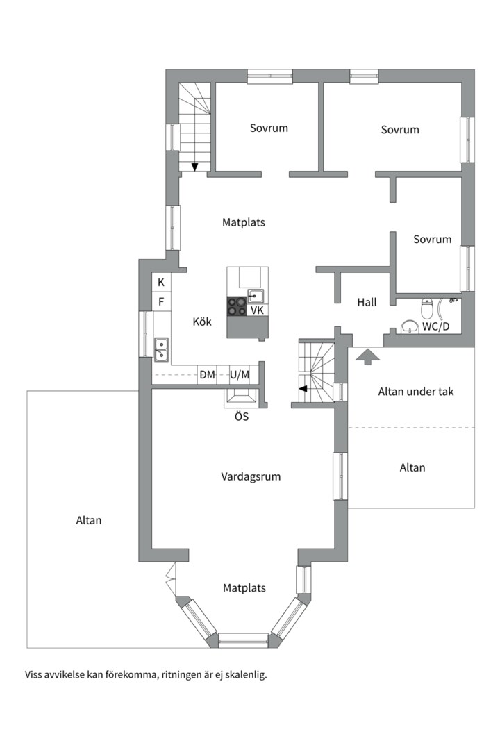 Planlösning från Mercuriusvägen 5, Såld i Björknäs, Nacka