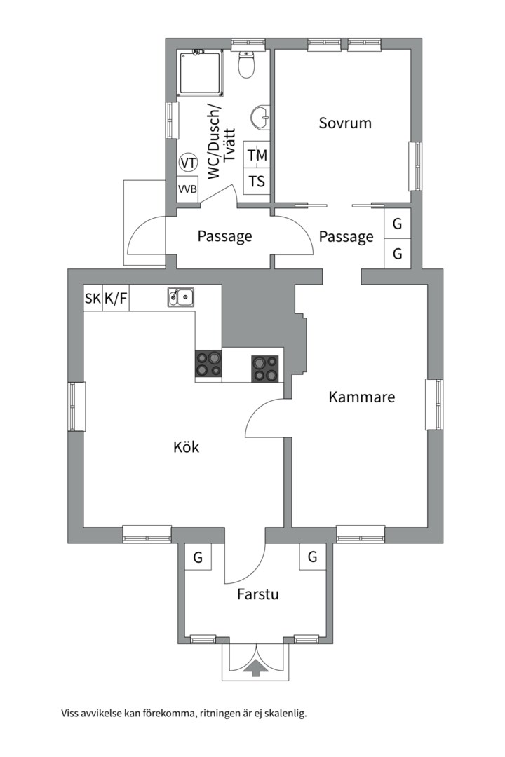 Planlösning från Skoklostervägen 40, Såld i Skokloster, Håbo