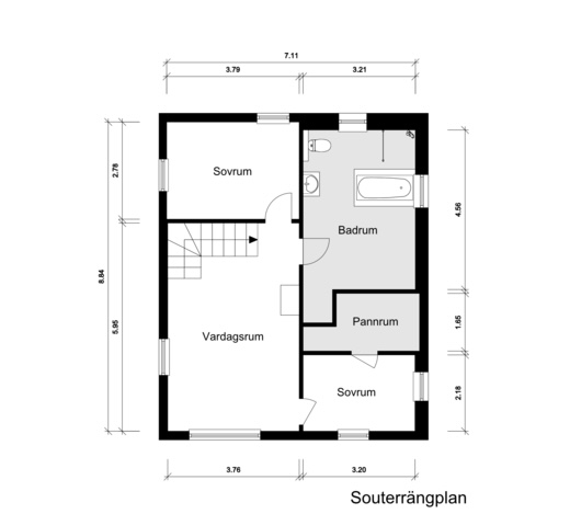 Planlösning från Vinvägen 7, Till salu i Björknäs, Nacka