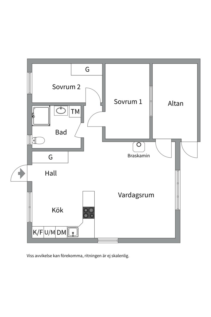 Planlösning från Skuttunge-Brunnby 211, Såld i Björklinge, Uppsala