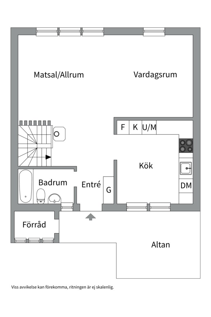 Planlösning från Vaksala kyrkväg 15, Såld i Vaksala, Uppsala