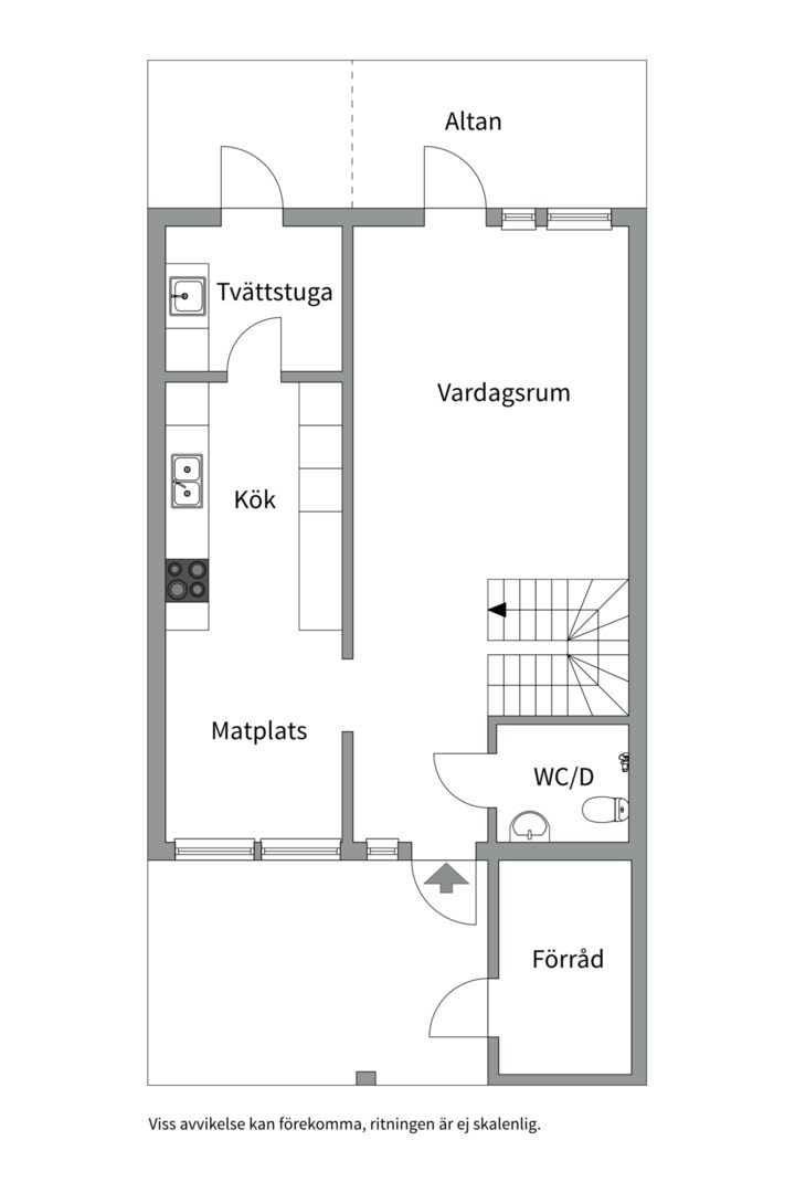 Planlösning från Slöjmolnsvägen 34, Såld i Storvreta, Uppsala