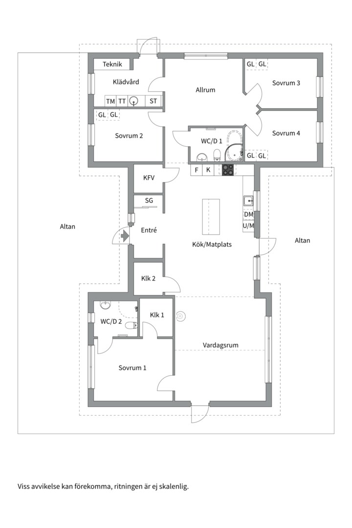 Planlösning från Ängsälvsvägen 7, Såld i Östra Älvsala, Värmdö