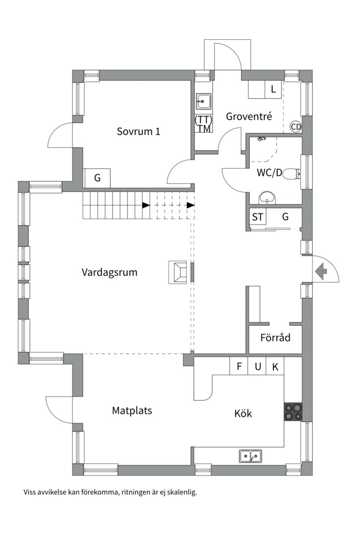 Planlösning från Granelidsvägen 55, Såld i Södra Gottsunda, Uppsala
