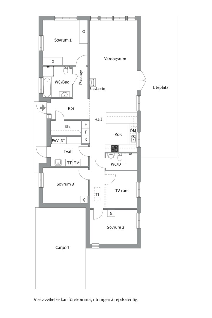 Planlösning från Milstensvägen 32, Såld i Herrhagen, Uppsala