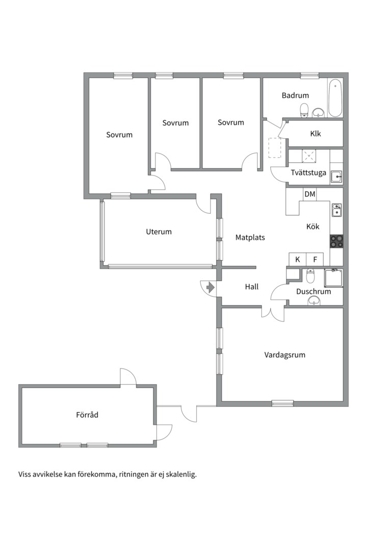 Planlösning från Skymningsvägen 34, Såld i Storvreta, Uppsala