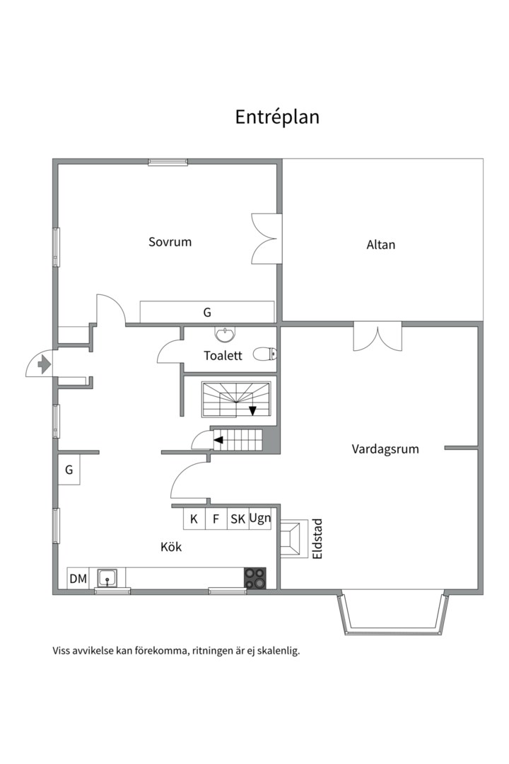 Planlösning från Skogdalsvägen 16, Såld i Björknäs, Nacka