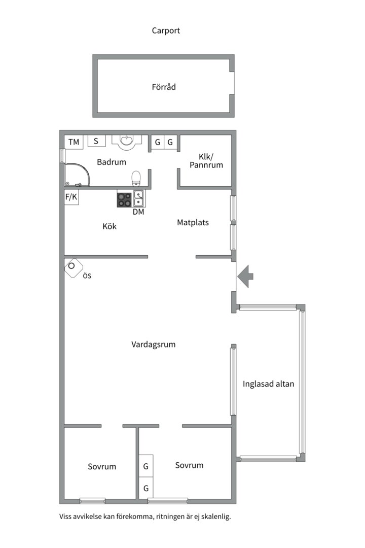 Planlösning från Klarinettvägen 18, Såld i Lycksta, Västerås