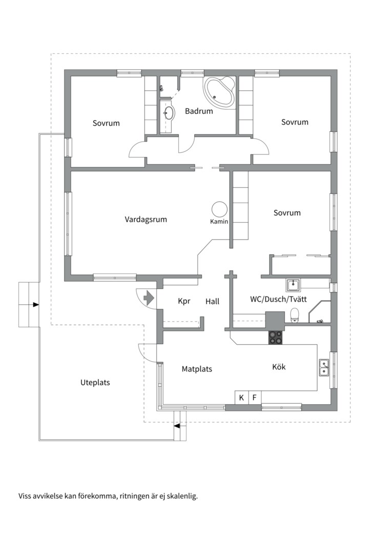 Planlösning från Markörvägen 3, Såld i Lännersta, Nacka