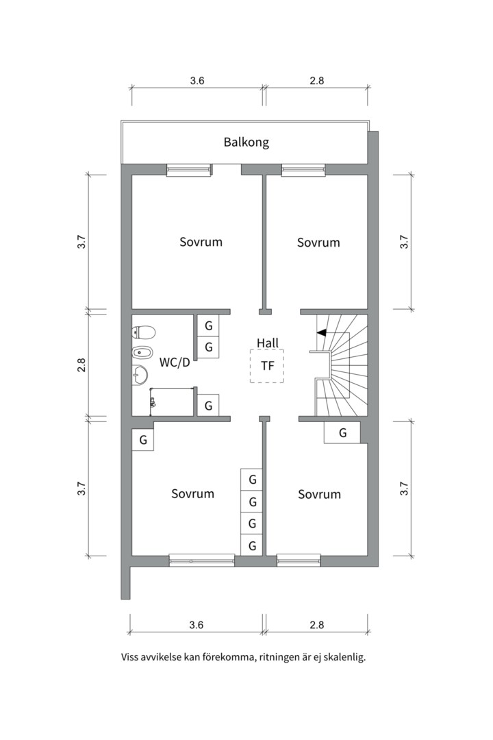 Planlösning från Seminariegatan 4B, Såld i Luthagen, Uppsala