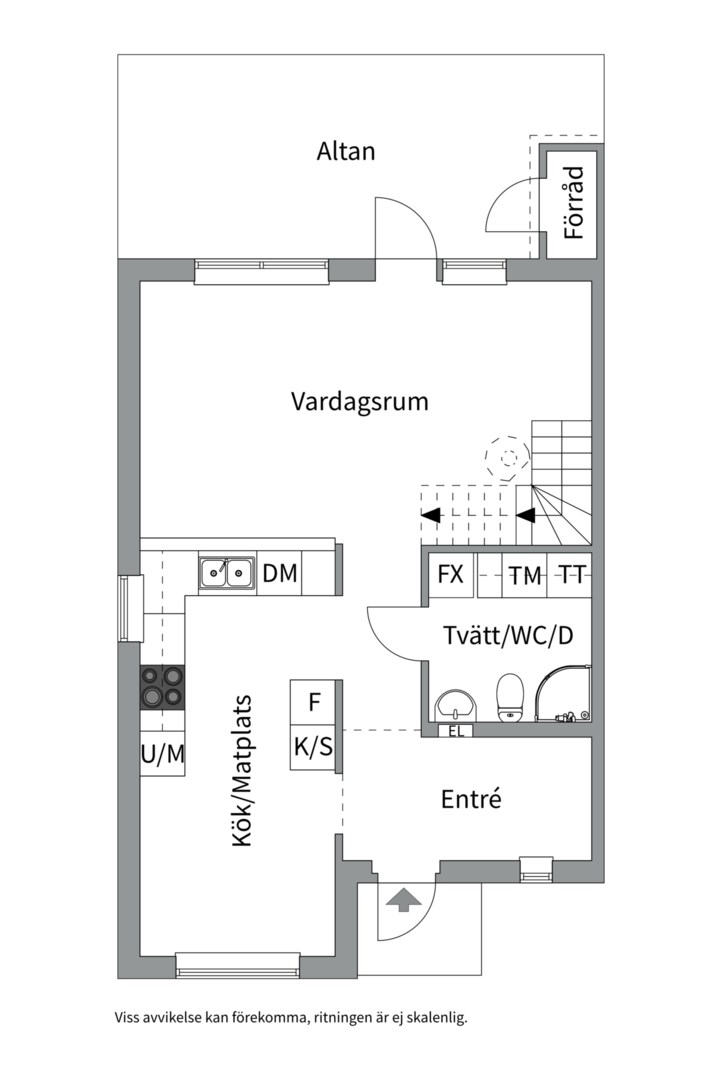 Planlösning från Dansbanevägen 5, Såld i Tollare, Nacka