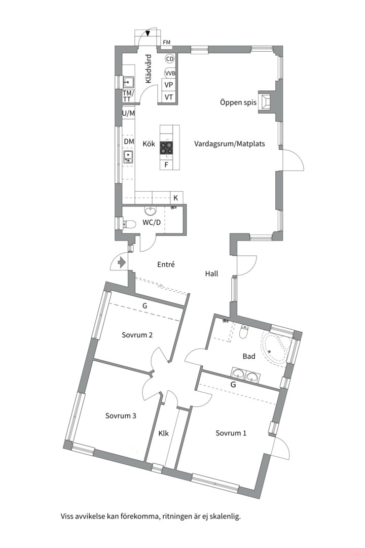 Planlösning från Vreta strandväg 52, Såld i Vreta, Uppsala