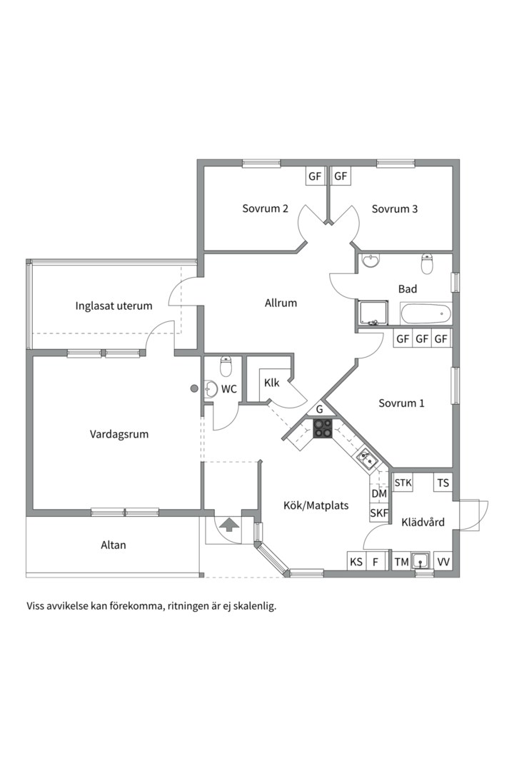 Planlösning från Vallby ängsväg 7, Såld i Rasbo, Uppsala