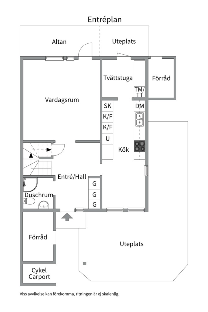 Planlösning från Solstrålevägen 77, Kommande i Storvreta, Uppsala