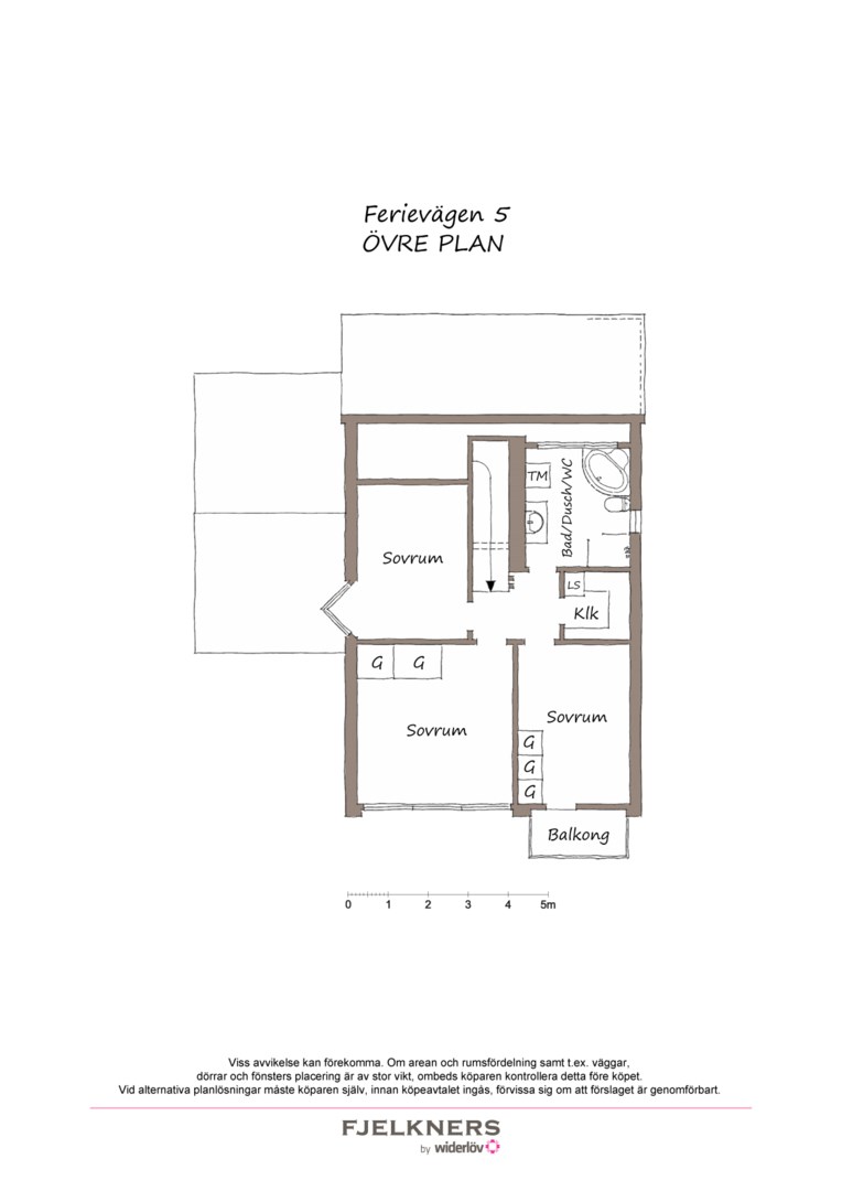 Planlösning från Ferievägen 5, Såld i Bromma - Nockebyhov, Stockholm