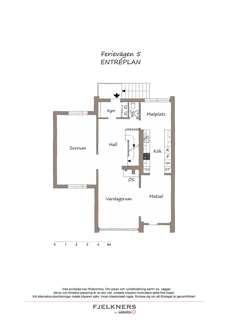 Planlösning från Ferievägen 5, Såld i Bromma - Nockebyhov, Stockholm