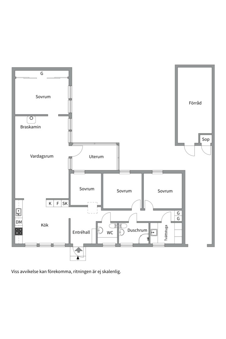 Planlösning från Mantalsvägen 1J, Såld i Storvreta, Uppsala